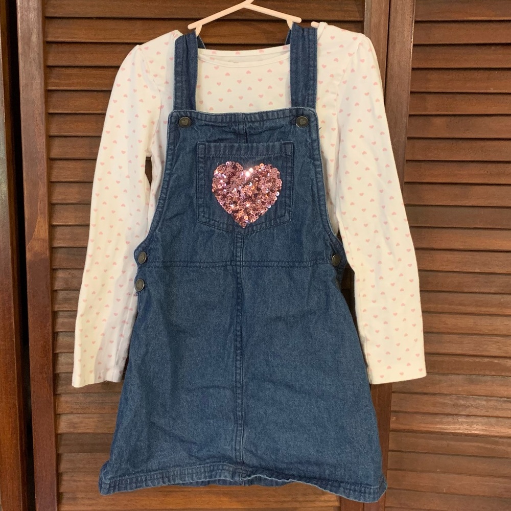 Max Studio Pink Heart Overall Dress Outfit